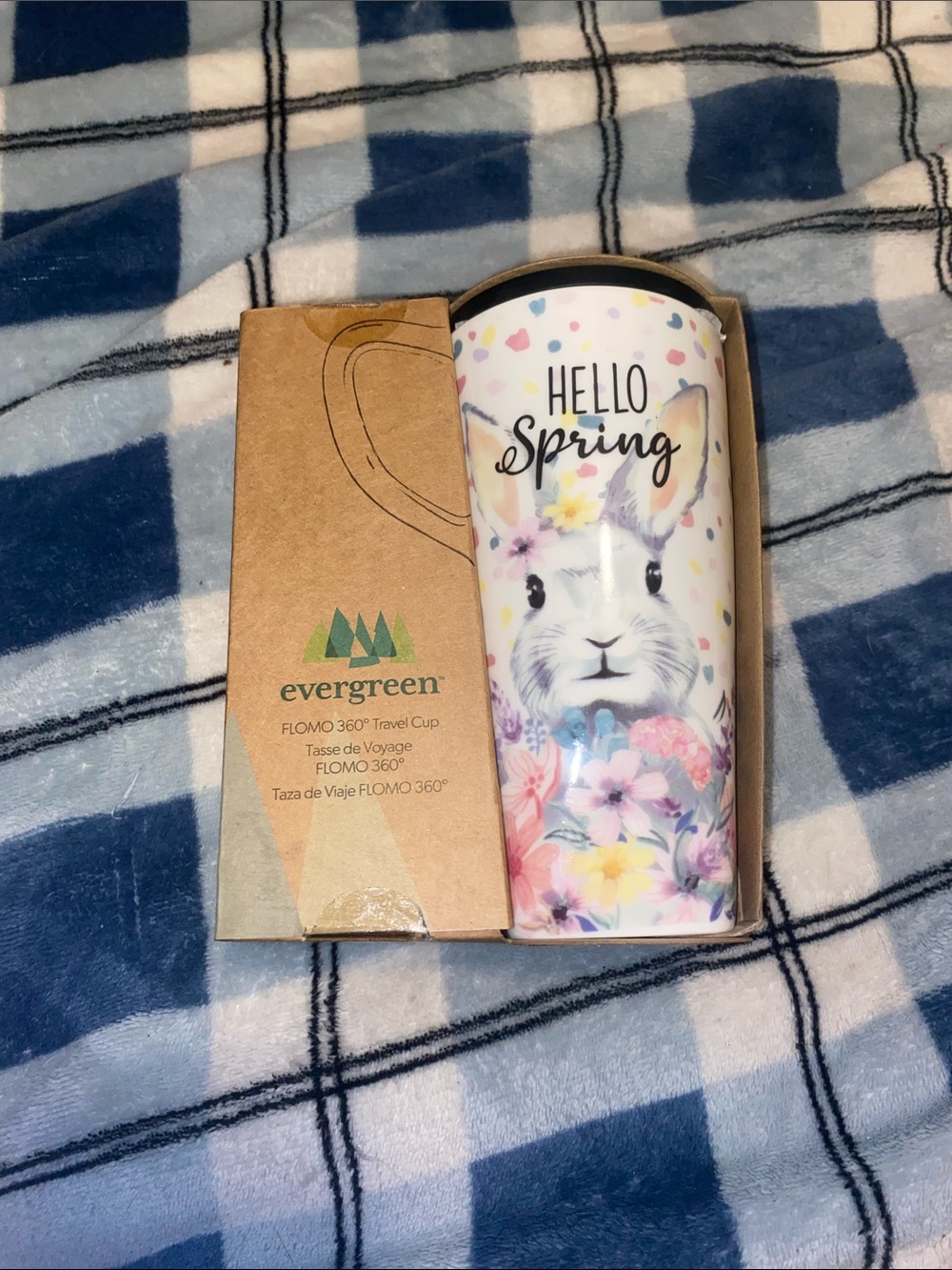Evergreen Hello Spring Bunny Floral Travel Cup - White/Pastel